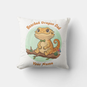 Custom Bearded Dragon Dad Throw Pillow