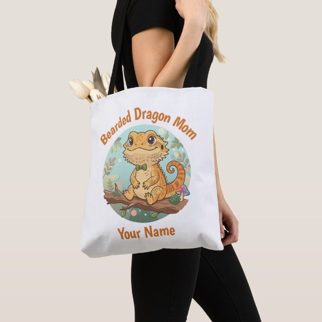 Custom Bearded Dragon Mum Tote Bag (Close Up)