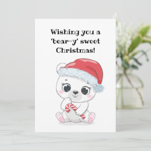 Custom Beary First Christmas QR Code Greeting Card