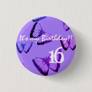 Custom Beautiful Butterfly It's my birthday 3 Cm R Round Badge
