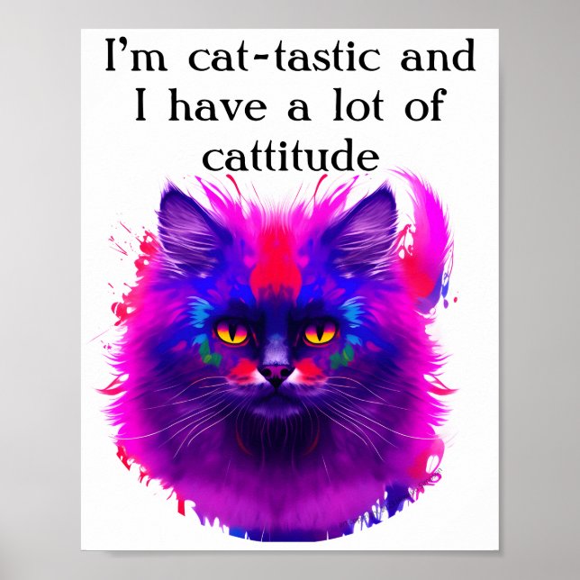 Custom Beautiful Colourful Painted Cat Art Poster (Front)