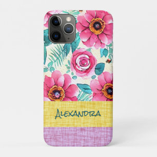 Custom beautiful feminine botanical pattern iPhone 11 pro case