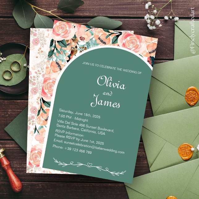 Custom Beautiful Floral Dark Burgundy Pink & Green Invitation (Creator Uploaded)