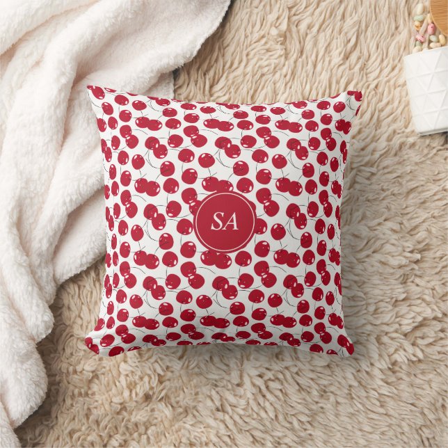 Custom Beautiful Fresh Red Cherry Pattern Cushion (Blanket)