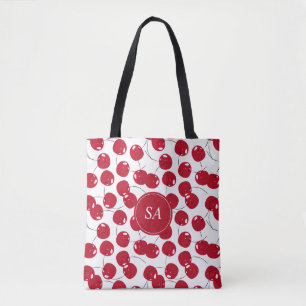 Custom Beautiful Fresh Red Cherry Pattern Tote Bag