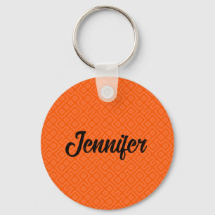 CUSTOM Beautiful Orange Geometric Endless Pattern Key Ring