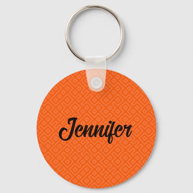 CUSTOM Beautiful Orange Geometric Endless Pattern Key Ring (Front)