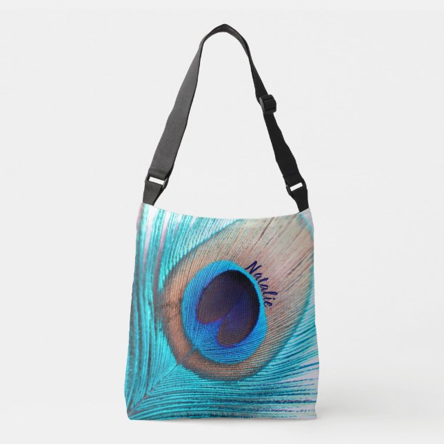 Custom Beautiful Peacock Feather with Name    Crossbody Bag (Front)