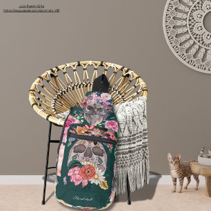 Custom beautiful watercolor painting floral skull sling bag