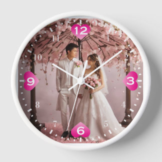 Custom Beautiful Wedding Theme Round Wall Clock