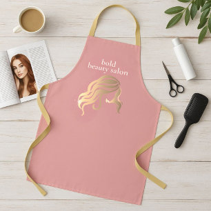 Custom Beauty Salon Co. Name Pink & Gold Staff Apron