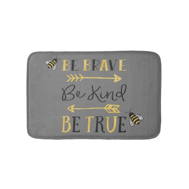 Custom Bee Brave Glitter Inspirational Bath Mat (Front)