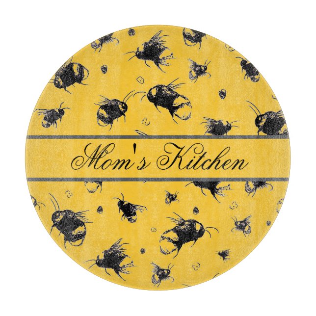 Custom Bee Chopping Board – Gift for Nature Lover (Front)