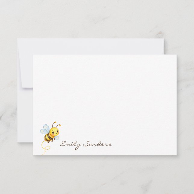 Custom Bee & Honeycomb Note Card (Front)