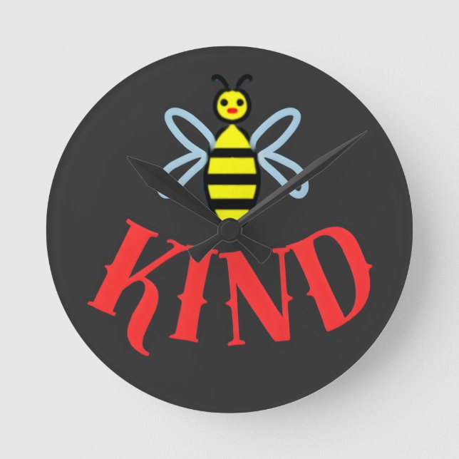 Custom Bee Kind Personalised Gift T-Shirt Round Clock (Front)