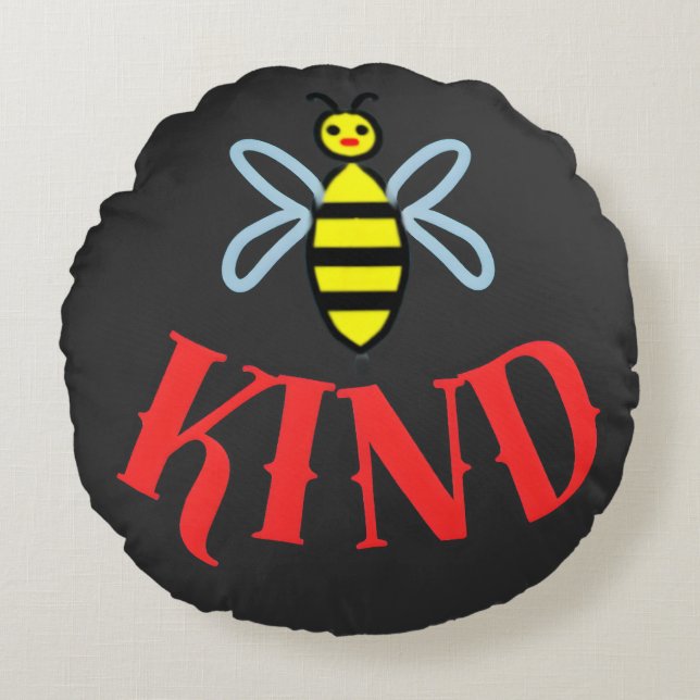 Custom Bee Kind Personalised Gift T-Shirt Round Cushion (Front)