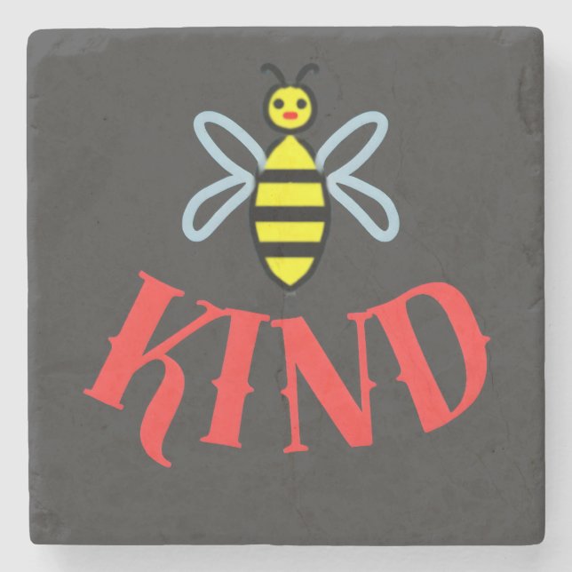 Custom Bee Kind Personalized Gift T-Shirt Stone Coaster (Front)