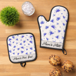 Custom Bee Kitchen Gloves Set- Gift for Mom Oven Mitt & Pot Holder Set