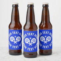 Custom beer bottle labels with padel racket logo