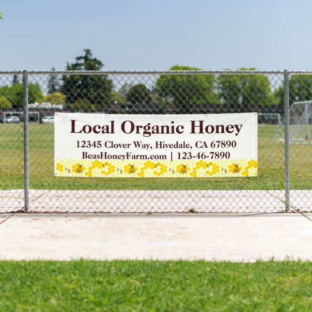 Custom Bees Honey Farm 2.5' x 8' Advertising Banner (Insitu)