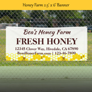 Custom Bees Honey Farm 6' Display Banner