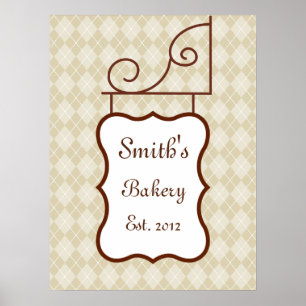 Custom Beige Argyle Sign Print
