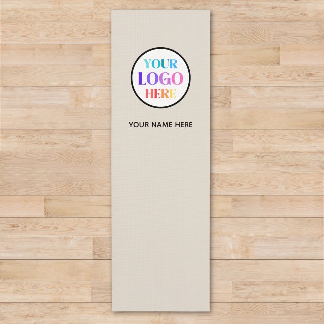Custom Beige Business Logo Name Yoga Mat (Creator Uploaded)