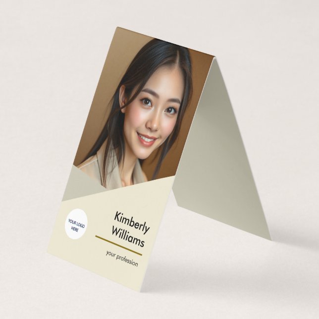 Custom Beige Folded Business Card (Front)