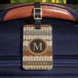 Custom Beige Grey Brown Aztec Pattern Luggage Tag