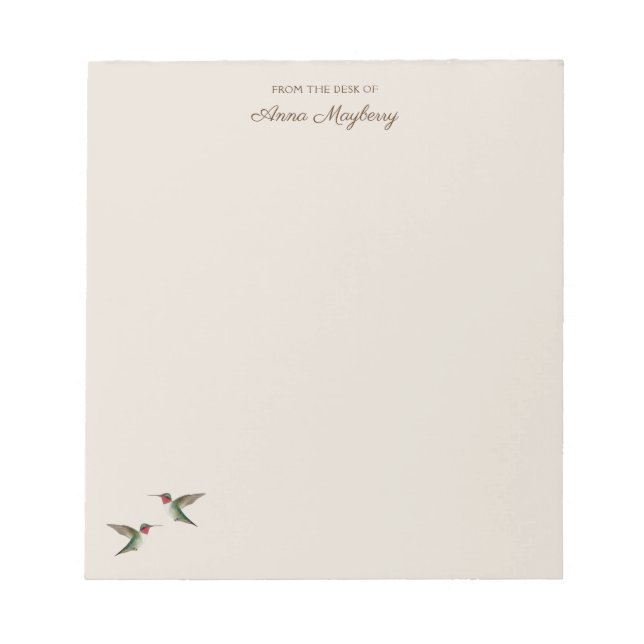 Custom Beige Hummingbird  Notepad (Front)