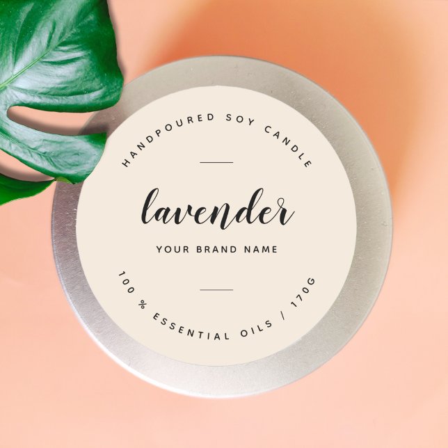 Custom beige packaging candle product label (Creator Uploaded)