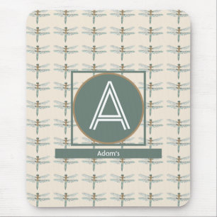 CUSTOM BEIGE TRENDY DRAGONFLY MOUSE PAD