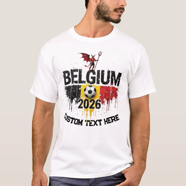 Custom Belgium National Soccer Football Team Fan T-Shirt (Front)