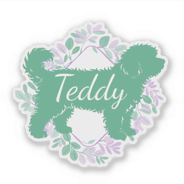 Custom Bernedoodle Sticker Matcha Green Silhouette (Front)