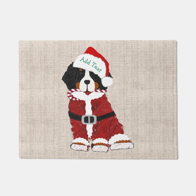 Custom Bernese Mountain Dog Santa Paws Doormat (Front)