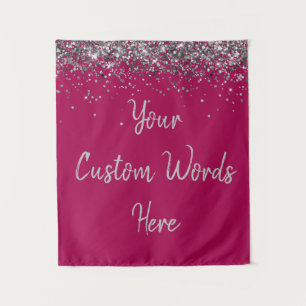Custom Berry and Silver Personalised Photo Booth Tapestry