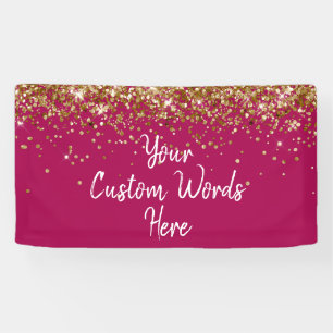 Custom Berry Gold White Birthday Party Photo Booth Banner
