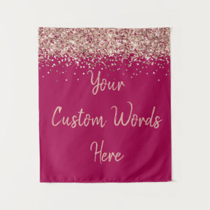 Custom Berry Rose Gold Birthday Party Photo Booth Tapestry