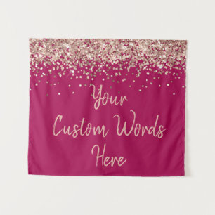 Custom Berry Rose Gold Birthday Party Photo Booth Tapestry