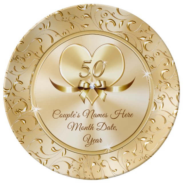 Custom Best 50th Anniversary Gifts for Couples Plate (Front)