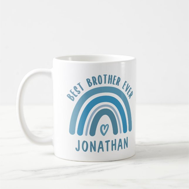 Custom Best Brother Ever Rainbow Brother Gifts Coffee Mug (Left)