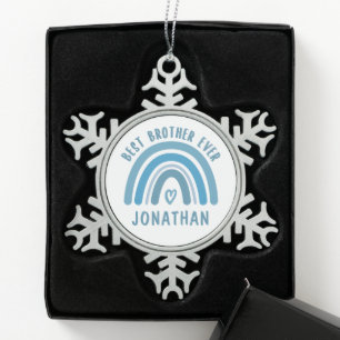 Custom Best Brother Ever Rainbow Brother Gifts Snowflake Pewter Christmas Ornament