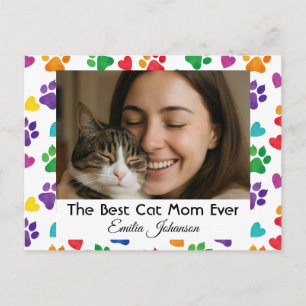 Custom Best Cat Mom Ever Photo Postcard