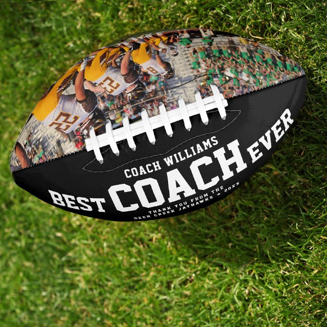 Custom BEST COACH EVER Modern Cool Thank You Photo Football (Creator Uploaded)