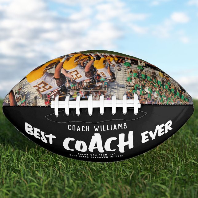Custom BEST COACH EVER Modern Cool Thank You Photo Football (Creator Uploaded)