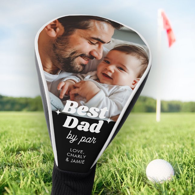 Custom Best Dad By Par Retro Cool Photo Golf Head Cover (Cool new dad gift for Father's Day! )