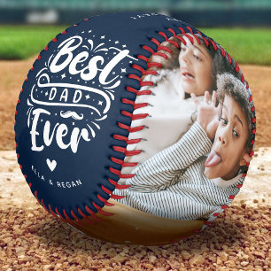 Custom Best Dad Ever 2 Photo Keepsake Baseball