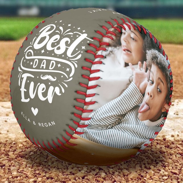 Custom Best Dad Ever 2 Photo Keepsake  Baseball (Creator Uploaded)