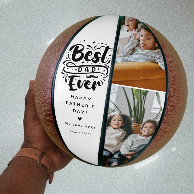 Custom Best Dad Ever 2 Photo Keepsake  Basketball (Creator Uploaded)