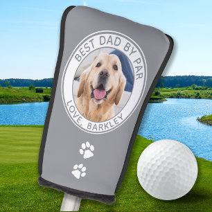 Custom Best Dad Ever By Par Grey Dog Photo Golf Head Cover
